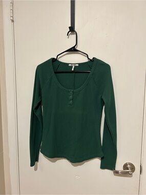 Three Dots Green long sleeve henley